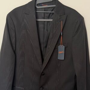 NWT Men's - EGARA Black Satin Flap Self Peak 2 Button Blazer- 42R